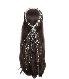Bridal Wedding Crystal Bride Hair Accessories Pearl Flower Headband Handmade Hairband Beads Decoration Hair Comb For Women JCG1586476589