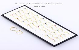 Steel Nose Hoop Rings Whole Body Jewellery Crystal Nose Studs Pin Piercing 120pcs for Sexy Women Men2889209