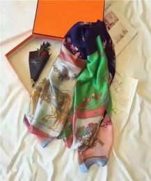 Beautiful classic beautiful women spring summer horse pattern silk scarf size 18090cm upper body effect is excellent9692933
