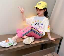 New Summer Girls Sets Two Pieces Children Clothes Tracksuit T Shirt Long Pants Casual Kids Outfits Size 3 4 5 6 7 8 10 12 Yrs T25404412