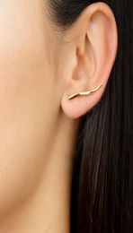 ROXI Minimalist 925 Sterling Silver Climber Small Stud Earrings for Women Everyday Jewellery Simple Ear Cuff Long Ears Crawler4705980