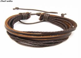 2017 Mens Bracelet Woven Leather Bracelet Hand Made Leather Rope Bracelets Bangles With Braided Rope For WomenMen 875T8212553