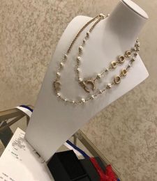 Have stamps brand designe Pearl necklace sweater chain for women Wedding Bridal Dress Party lovers gift luxury Jewellery for Bride W9162566