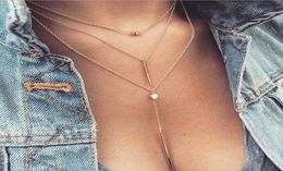 Pretty Choker Collier Necklaces Boho Pearls Chain charming Multilayer Necklaces For Women Men Bar Layered Tassel Metal Gold Chain 5156926