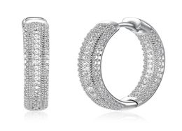 High quality silver plated hoop earrings whtie cz jewelry classic jewellery fast round women earring1012471