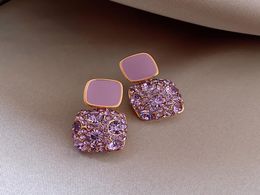 Retro Temperament Purple Square Stud Earring Exquisite Fashion Crystal Drop Earrings for Women9208521