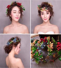 Colorful Fruit Mori Style Headpieces for Bridal Vintage Wedding Accessories Boho Summer Beach Girls Hairpins chapeau mariee5115885