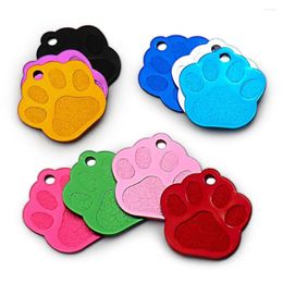 Keychains 100Pcs Pet ID Tag Fashion Paw Shape Aluminium Pendant Charm Anti-lost Engravable Key Ring Accessories