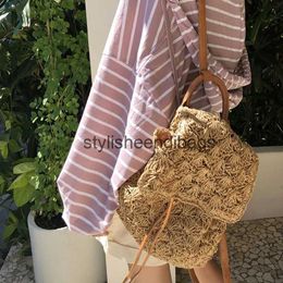 Backpack Style Casual Hollow Straw Backpacks for Women Wicker Woven Back Packs Summer Beach Rattan Bag Vinatge Travel Bali Bags for lady 2021H24219