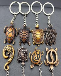 Jewelry Whole 20pcs Cool Hawaiian Surf Sea turtles Keyrings Imitation Yak Bone cute tortoise Keychains Car Key Rings for men w2368610