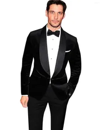 Men's Suits Suit Velvet Two Pieces Set Shawl Lapel Jacket Pants Wedding Tuxedo