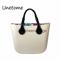 Totes Mini size Floral Canvas Insert Flat Handle O bag obag style waterproof EVA women Rubber Silicon Handbag BagH24219