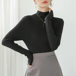 Women's Blouses Neck Protection Sweater Stylish Half-high Collar Knit Slim Fit Soft Texture Casual Warmth For Fall Winter Women