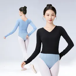 Stage Wear Autumn Winter V Neck High Waist Dance Ballet Sweater Girls Women Long-sleeve Tops Adult Ladies Costumes