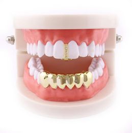 Factory Bottom Teeth Grillz Set Hip Hop Bling Dental Grills CZ Iced Out Tooth Cap Body Jewellery US Whole Men Teeth Access9202402