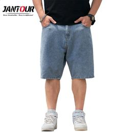 Brand Mens Large Size Shorts Knee-length Summer Breeches Denim Bermuda Classic Stretch Short Jean Male 40 42 44 48 240202