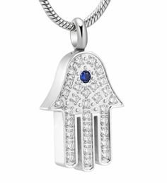 IJD10069 Inlay Crystal Hand of God Stainess Steel Memorial Necklace For Ashes Engraving Keepsake Cremation Jewelry5582595