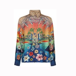 Casablanca Oranges En Fleur Silk Shirts Men And Women Designer Shirts Casa Casual Long Sleeves Beach Shirt 667