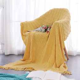 Blankets Nordic Style Solid Colour Leisure Blanket With Tassels Full Cover Sofa El Bed End Multifunctional