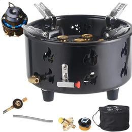 7 Core Windproof Stove 19800W High-Power Gases Stove With Adjustable Gases Valve For Outdoor Camping Picnic Cooking 240202