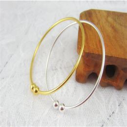 Unscrew Bangle 2mm Fine Sterling Silver Adjustable Opening Bangle Silver Gold Colour Balls Can Be Turned On And DIY 19161415794