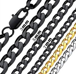 Black Chain Necklace Mens Stainless Steel Fashion Hip Hop Long Necklace Gifts for Men Friendship Necklaces Jewelry on The Neck8991612