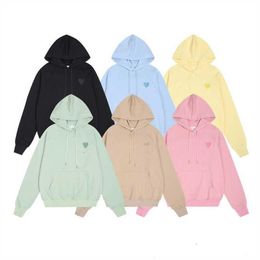 Amis unisex designer amipullover hoodie kvinnor mode lyx varumärke hoodies lös rött hjärta broderi par lat topp hög hals tröja