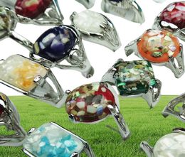 Big Promotions 50pcs Charms Mix Natural Shell Stones Silver P Womens Mens Fashion Rings Whole Jewellery Lots A3346615244