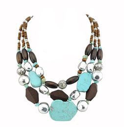 Bocar Personalised Layered Strands Turquoise Statement Chunky Necklace for Women Gifts5875033