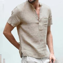 Men's T Shirts 2024 Summer Men Short-Sleeved T-shirt Mens Cotton Linen Casual TShirt Male Breathable Tops Tees S-5XL