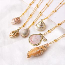 Chains Fashion Conch Shell Necklace Bohemia Sea Beach Seashell Pendant Necklaces Choker Woman Femme Ocean Holiday Jewelry