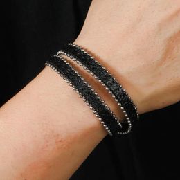 Charm Bracelets 2024 Leather Bracelet For Men Fashion Full Rhineston Personalized Wearing Magnetic Buckle Birthday Gift
