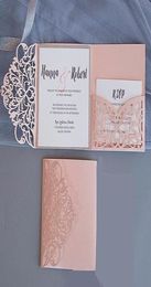 Tri Fold Square Birthday Dinner party Invitation Laser Cut Wedding Baby Shower Invitations Cardsno inner no envelope9526290