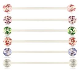 14 Gauge Acrylic UV Industrial Barbell Piercing lage Earring Helix Conch Ear Tragus Stud Body Jewelry Mix 6 colors2048687