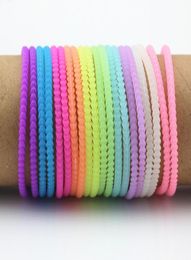 100pcsLOT Cool men women039s Neon Fluorescent Luminous Bracelets Wristbands Rubber Gummy Hairband Glow Bracelets bangles7891005