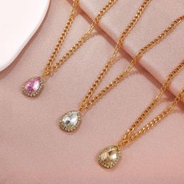 Chains INS Light Luxury Design Silver Colour Zircon Waterdrop Collarbone Chain For Woman Fashion Neck Jewellery Ornaments