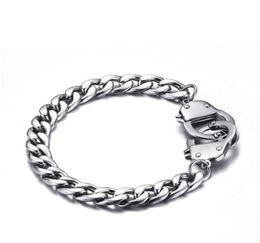 17mm Silver Colour Fashion Simple Men039s Bangle Stainless Steel Chain Handcuffs Bracelet Watchband Jewellery Gift for Men Boys J23458088