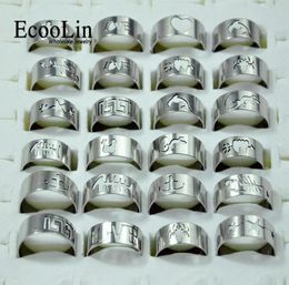 50Pcs Whole Mixed Lots Fashion Openwork Pattern Stainless Steel Rings For Men and Women Jewellery Bulks Packs LB1171028505