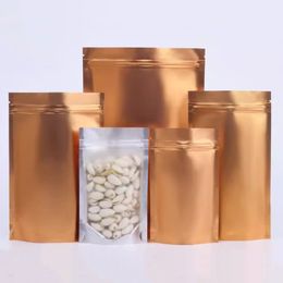 Gold Aluminium Bag One Side Clear Window Self seal Bag Food Standing Packaging Pouch Plastic Grain Storage Display Bag LX6349