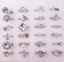 925 Silver Rings DIY Ring Settings Fashion Jewellery Pearl Ring Settings Zircon Silver Ring for Women Adjustable Size Wedding Christ6551331