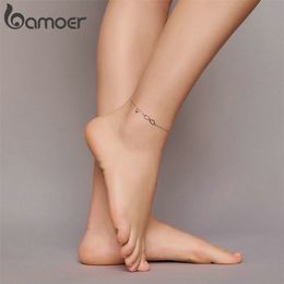 Real 925 Sterling Silver Infinite Chain Foot Jewellery for Women Anti-allergy Anklet Foot Bracelets Summer Jewellery SCT019 240202