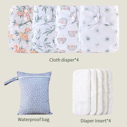 HappyFlute Ecological Cloth Diaper Breathable NappyWashable Reusable Diaper Gift Set With Wetbag 240130