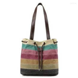 Waist Bags 2024 Shoulder Bag Women's Trend Wild Simple Fashion Portable Large Capacity Stitching Contrast Colour Canvas