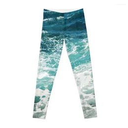 Active Pants Blue Ocean Waves Leggings For Fitness Golf Wear Womens