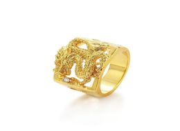 MGFam 205R Dragon Rings For Masculine Men 24k Pure Gold Plated China Mascot National Style jewelry6180904