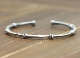 STF Retro simple old fashion bracelet sterling silver 925 ethnic style bamboo open mouth ladies bracelet Jewellery KKA48076329209