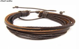 2017 Mens Bracelet Woven Leather Bracelet Hand Made Leather Rope Bracelets Bangles With Braided Rope For WomenMen 875T2728459