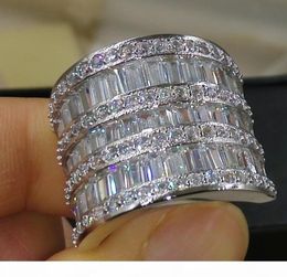 2016 New Brand Desgin Luxury Jewelry 925 Sterling Silver Full Topaz CZ Diamond Gemstones Wedding Engagement Women Finger Ring gift4683546