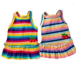 Dog Apparel Pet Dress Summer Thin Anti-hair Vest Cat Puppy Striped Skirt Supplies Poodle Cooling For