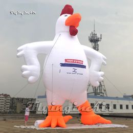 wholesale Customised Giant Inflatable Cartoon Rooster 6m Advertising Animal Mascot Model White Chicken Balloon For Outdoor Display